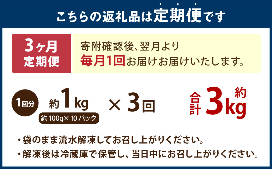 【3ヶ月定期便】 国産 たこぶつ 約1kg （約100g×10パック） タコ たこ 蛸 蒸しだこ まだこ