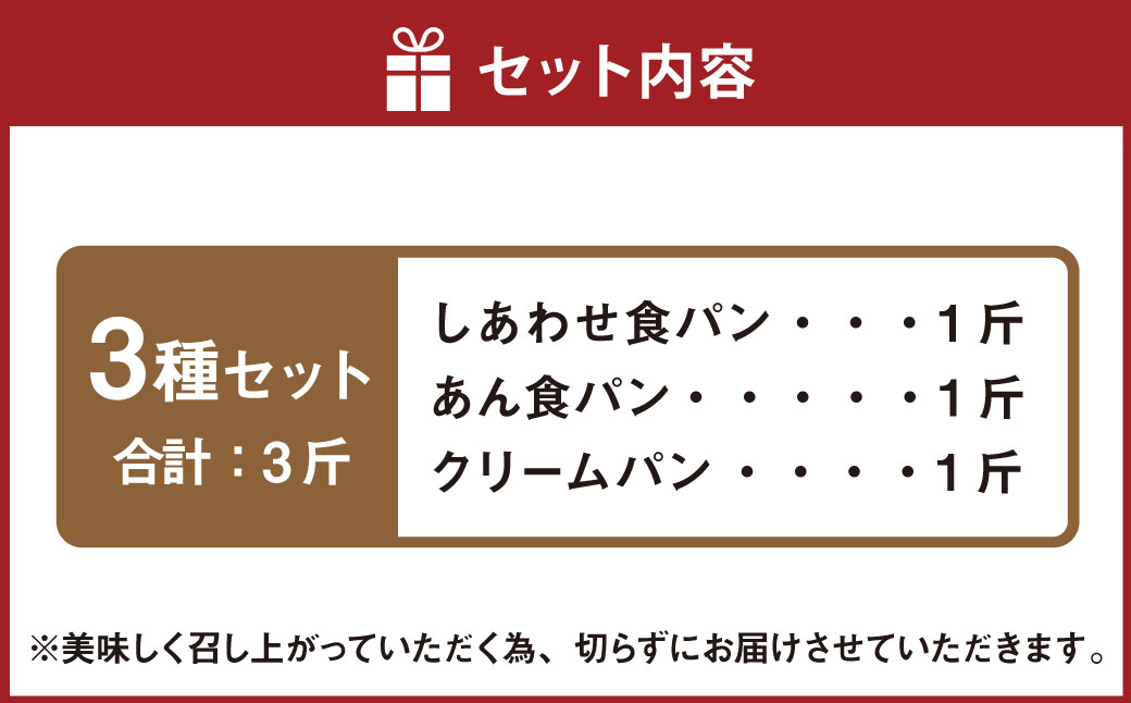 AU-11 パンの店イシバシ 大人気の食パン3種セット 3斤 食パン パン
