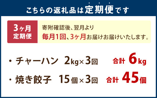 【3ヶ月定期便】東京食堂のチャーハンと焼き餃子（各5パック×3回）合計30パック