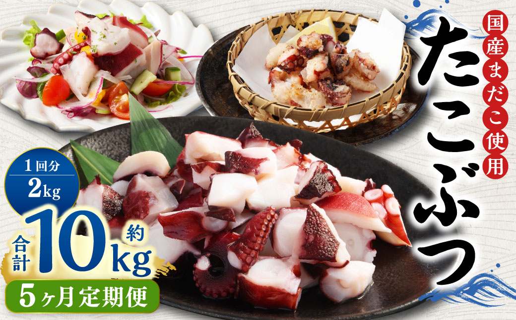 【5ヶ月定期便】 国産 たこぶつ 約2kg （約100g×20パック） タコ たこ 蛸 蒸しだこ まだこ