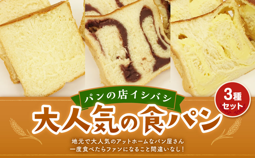 AU-11 パンの店イシバシ 大人気の食パン3種セット 3斤 食パン パン