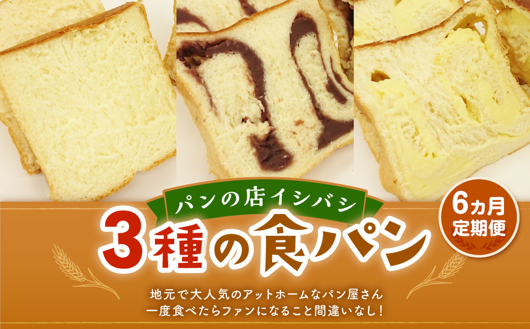 AU-19 【6ヵ月定期便】 3種の食パンセット 3斤×6回 食パン パン