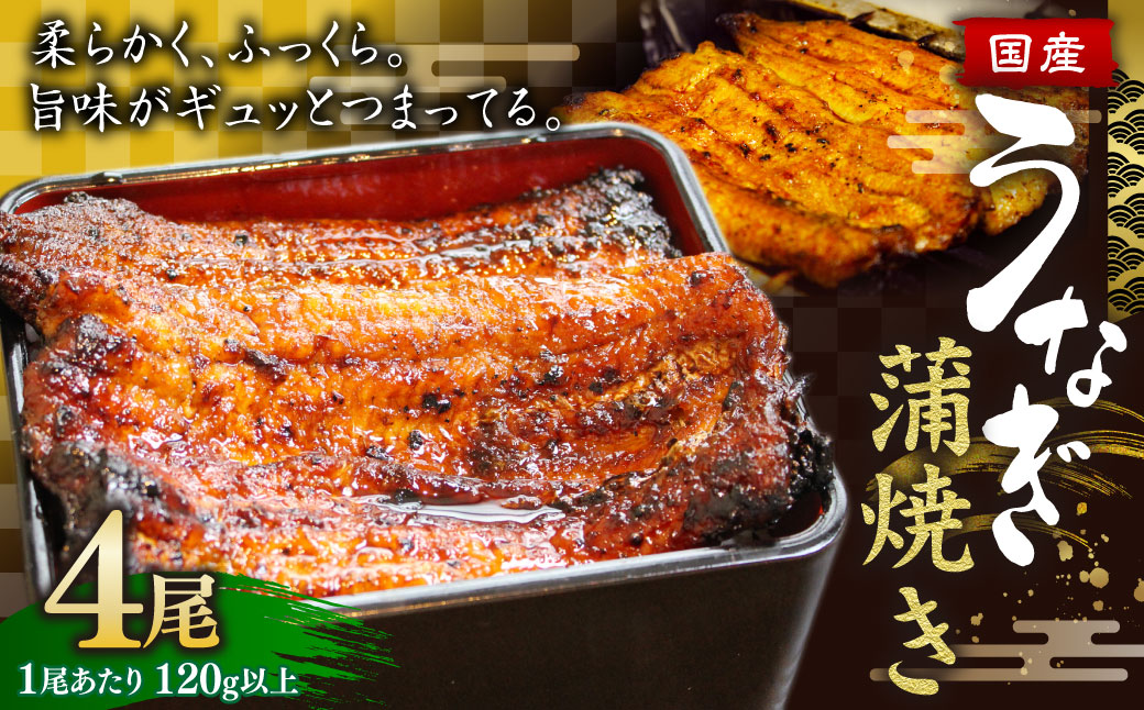ウナギ 蒲焼き 4尾 鰻 うなぎ かば焼き 蒲焼 魚 お魚 さかな 国産
