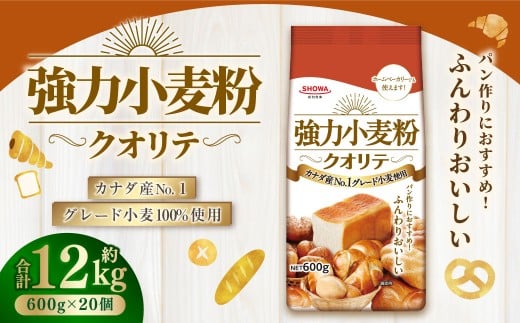 強力小麦粉 クオリテ 600g×20個 合計12kg ／ 小麦粉 小麦 強力粉 粉 パン ピザ ぎょうざの皮 料理 常温