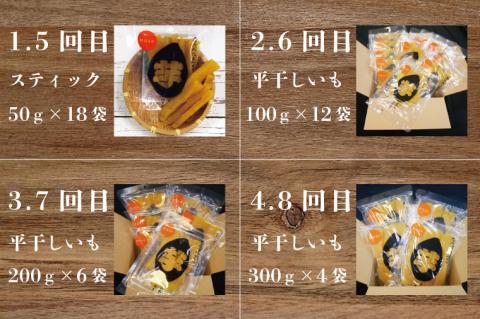 CU-121【サイズ別8ヶ月定期便】なめがたさんちの 干し芋 紅はるか（50ｇ×18袋、100ｇ×12袋、200ｇ×6袋、300ｇ×4袋）