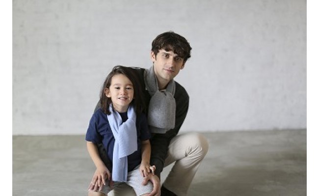 BM-8 【カシミヤ100％】ミニマフラー　サックス