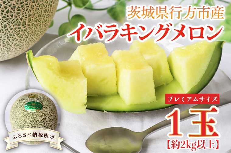 【2026年5月より順次発送】★ふるさと納税限定★プレミアムサイズ！イバラキングメロン 1玉(約2kg)｜メロン イバラキングメロン フルーツ 果物 くだもの 特大 ふるさと納税限定 先行予約 茨城県 行方市(BW-25)