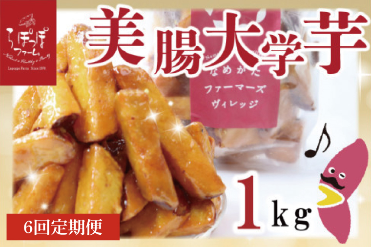 【6ヶ月定期便】らぽっぽファーム【工場直送】美腸大学いも1kg｜さつまいも 大学芋 芋 サツマイモ だいがくいも スイーツ お菓子 冷凍 美腸大学芋 人気 送料無料 茨城県 行方市 らぽっぽファーム（CQ-68）
