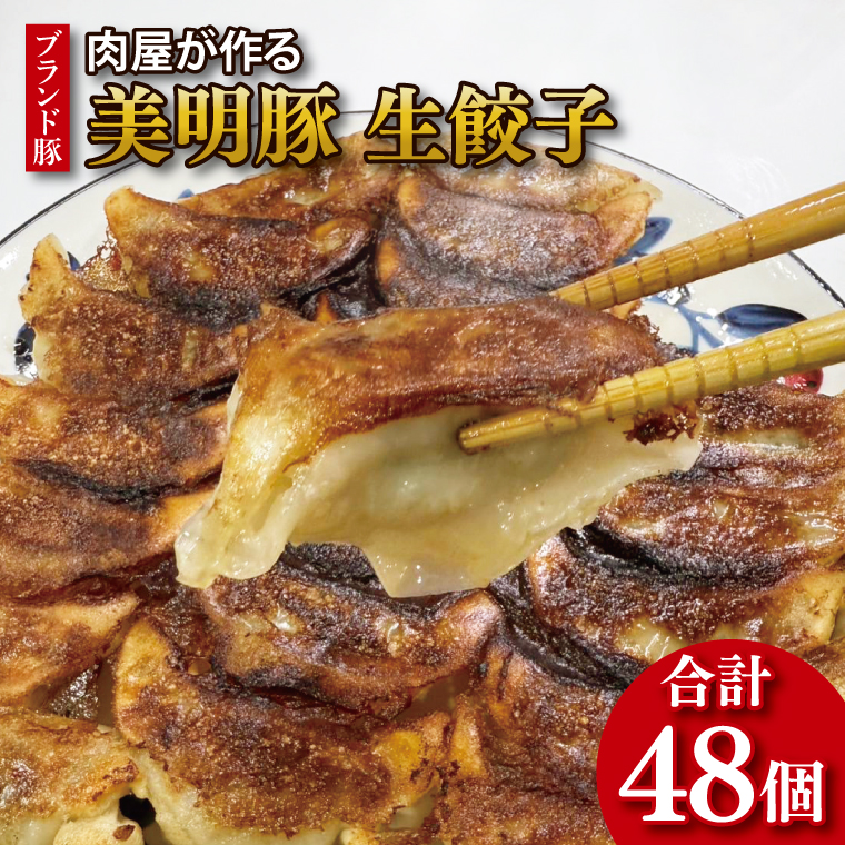 【数量限定】【最短7日発送】ブランド豚 肉屋が作る 美明豚 生餃子 24個入り×2パック 肉 豚肉  国産 茨城県産 すぐ 届く(HI-5)