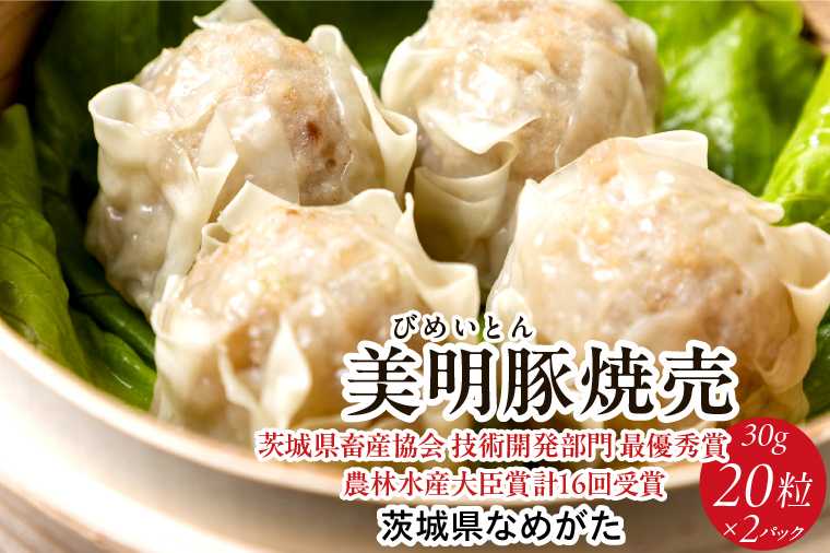 【2025年12月中旬より順次発送】焼売 美明豚「びめいとん」のジューシー焼売2パック（30g×20個×2袋）｜シュウマイ 焼売 美明豚 びめいとん 肉 肉加工品 豚肉 お肉 ジューシー 先行予約 茨城県 行方市(HJ-1-1)