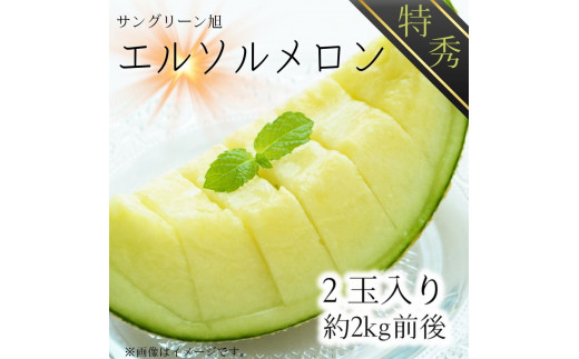 サングリーン旭【特秀】メロン（エルソルメロン）2玉入り／約2kg前後