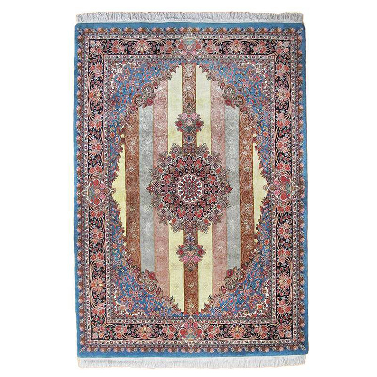 【限定1品】 ペルシャ絨毯 ウール シルク 手織り ラグマッ