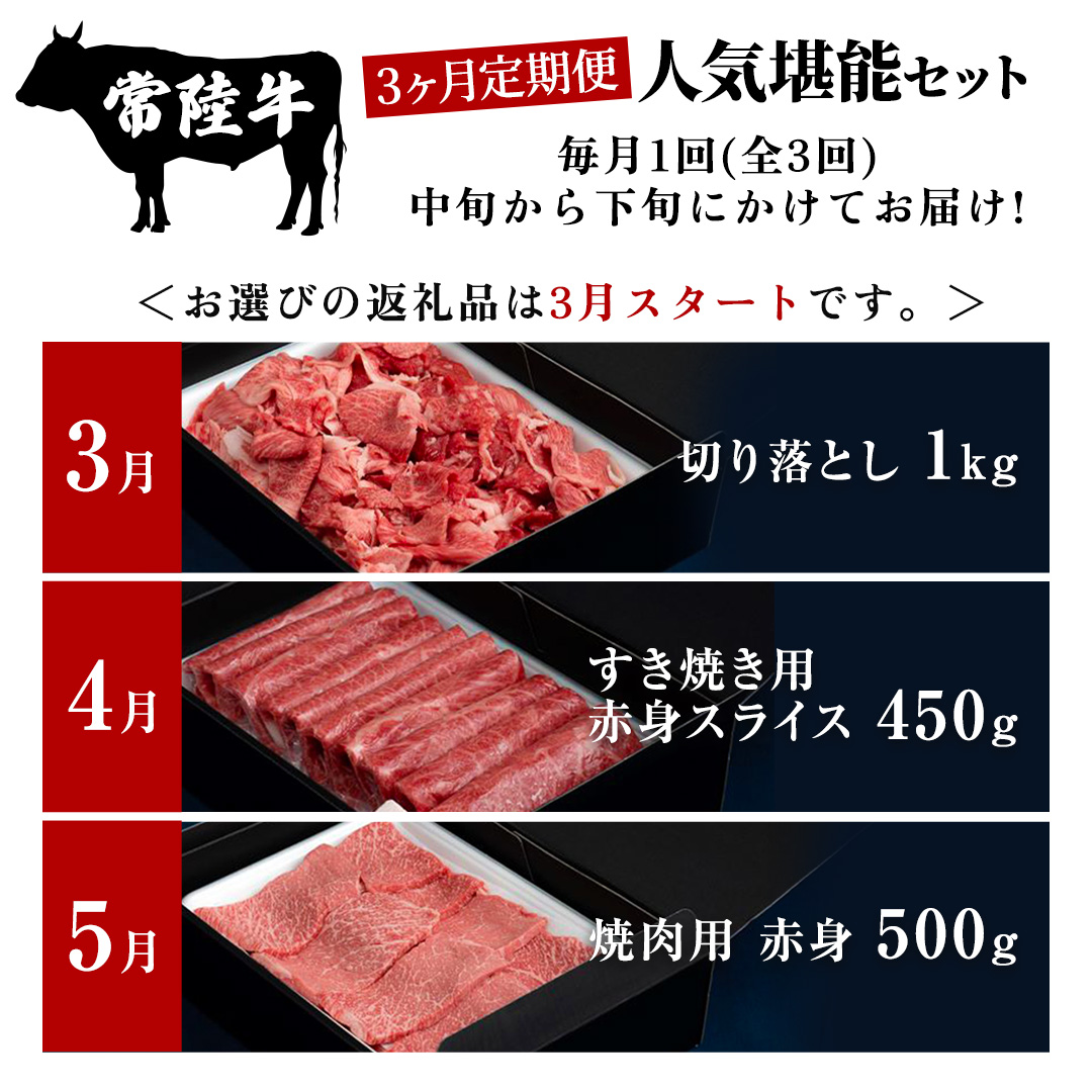 【 令和8年3月スタート 】【 定期便 全3回 】 常陸牛 人気 3