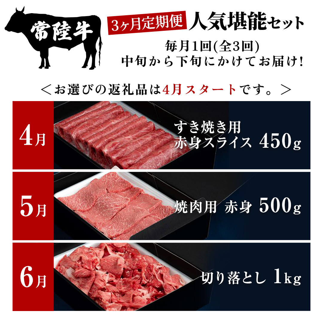 【 令和8年4月スタート 】【 定期便 全3回 】 常陸牛 人気 3