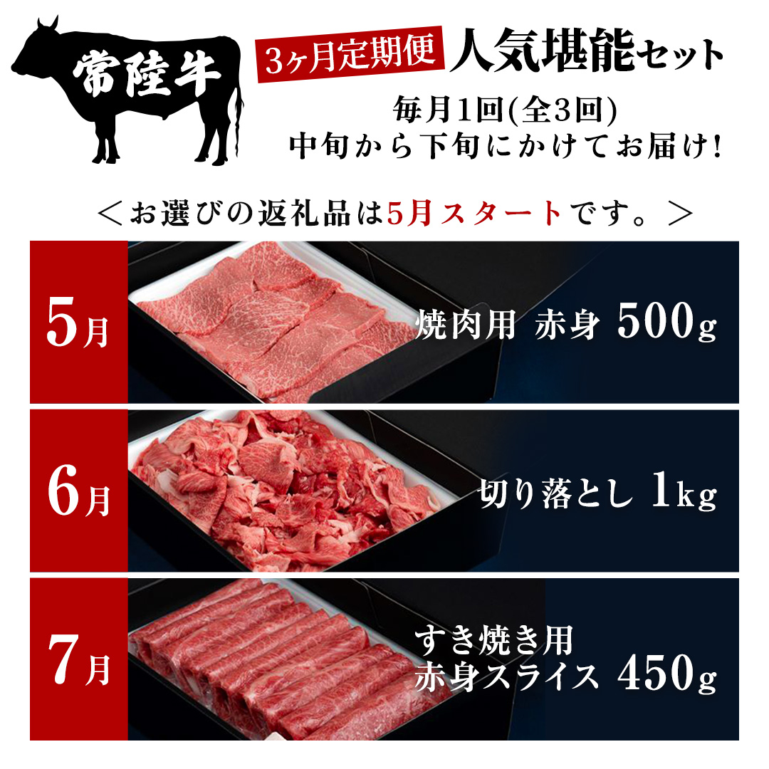 【 令和8年5月スタート 】【 定期便 全3回 】 常陸牛 人気 3