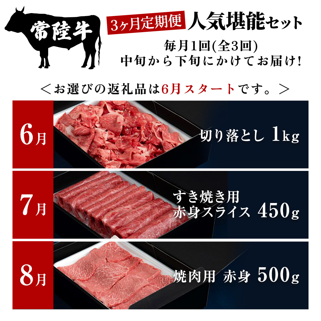 【 令和8年6月スタート 】【 定期便 全3回 】 常陸牛 人気 3