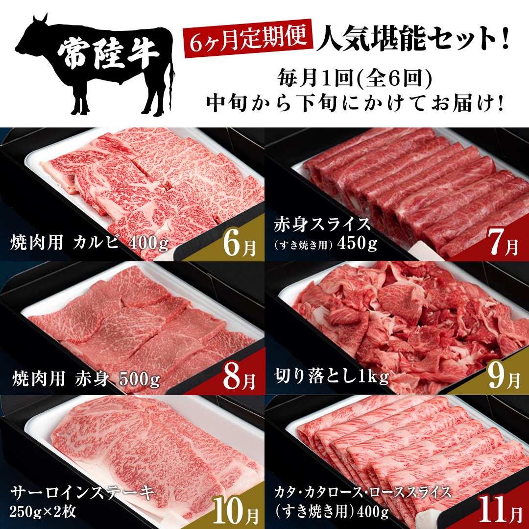【令和8年6月スタート】【 定期便 全6回 】 常陸牛 人気 6ヶ