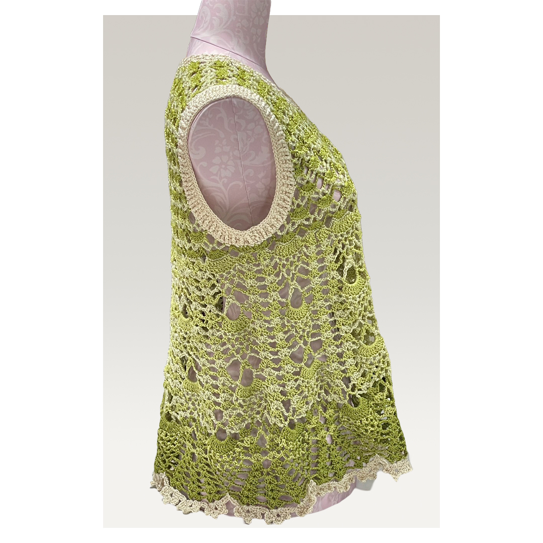 【 限定 1品 】【 ハンドメイド 】クロッシェチュニック 緑 