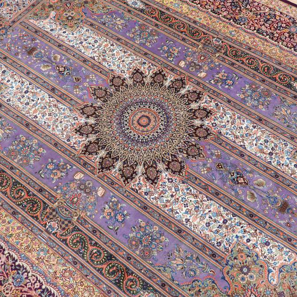 【限定1品】 高級 ペルシャ 絨毯 クム産 シルク100％ ジャム