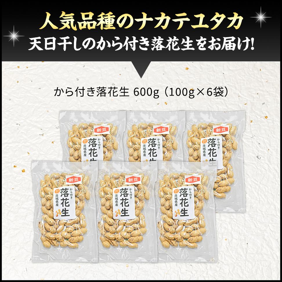 から付き落花生 600g （100g×6袋） 煎りざや落花生 おつまみ 