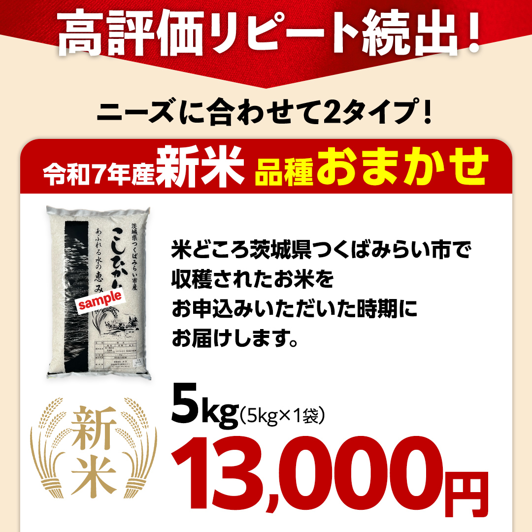 ＼ 新米先行予約 ／【10月下期出荷】品種おまかせ 5kg 茨城