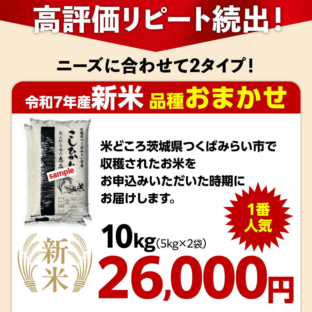 ＼ 新米先行予約 ／【10月下期出荷】品種おまかせ 10kg 茨城