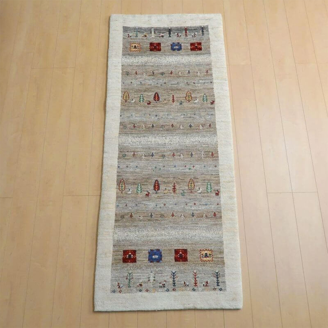 【限定1品】ギャッベ ルリバフ 200×81cm 手織り 最高級 天然 