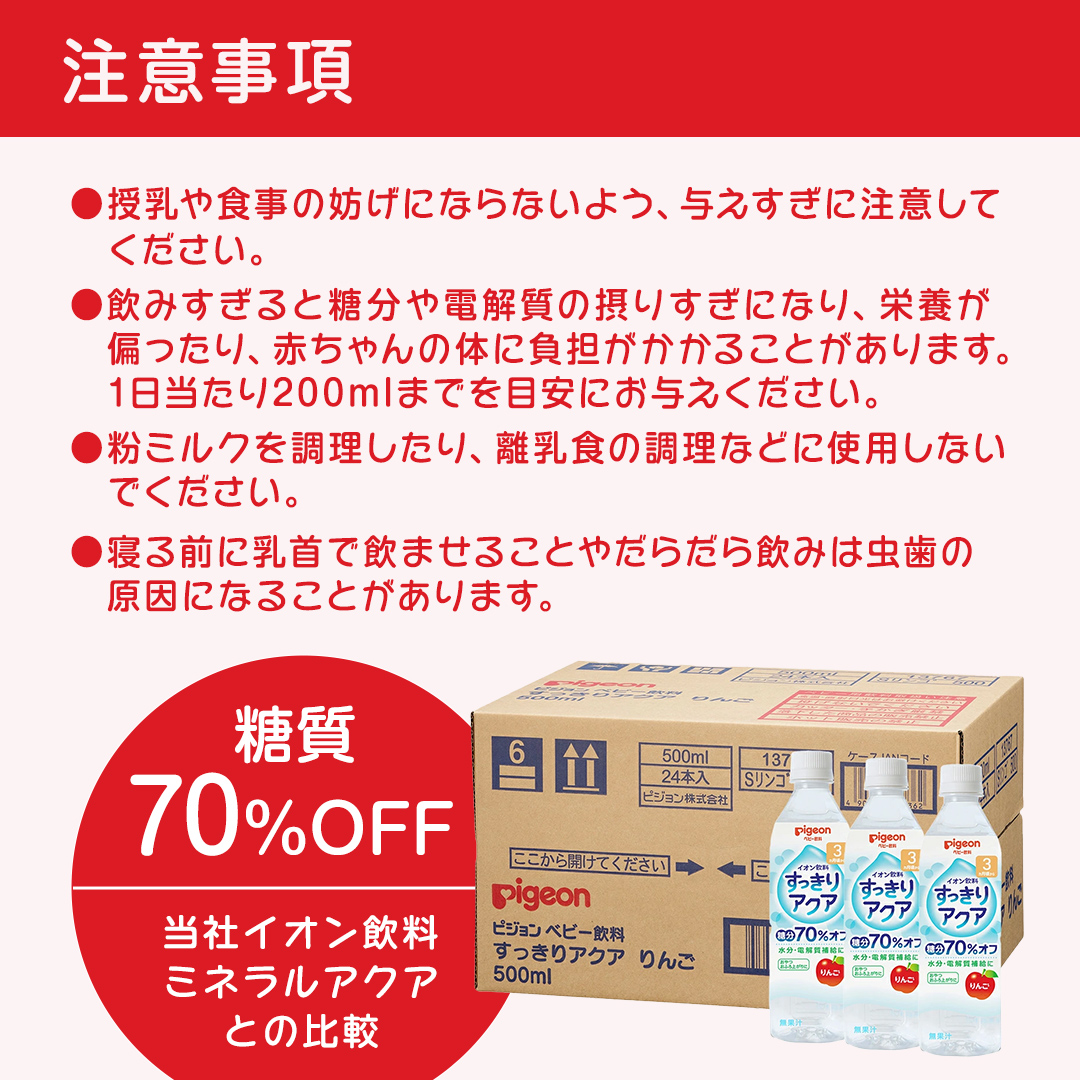 【 ピジョン 】 すっきりアクア りんご 500ml×24本 ペットボ
