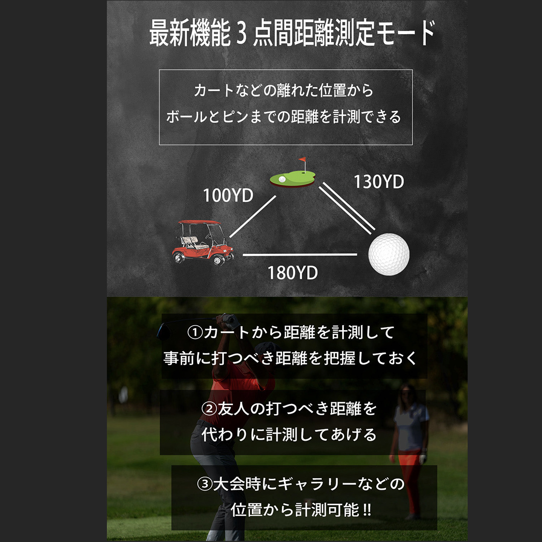 NJ ± PRO ( ブラック ) ゴルフ 距離計 レーザー距離計 小型コ
