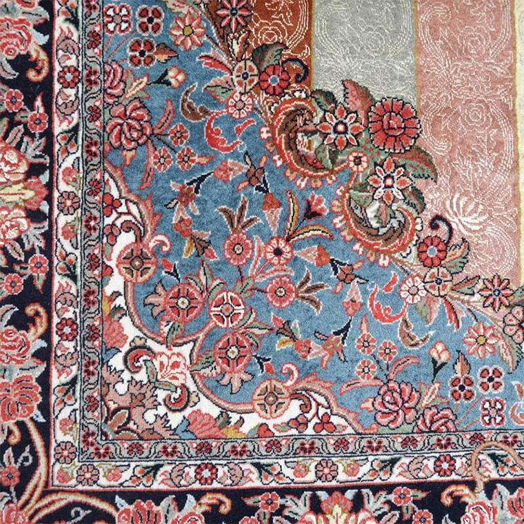 【限定1品】 ペルシャ絨毯 ウール シルク 手織り ラグマッ