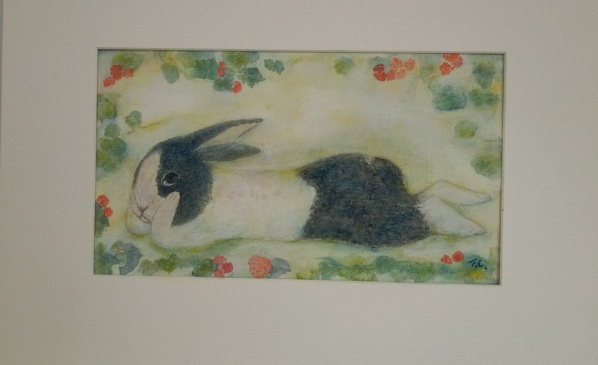 【 限定１点 】 「 USAGI・ラズベリー 」 うさぎ ウサギ 絵画 