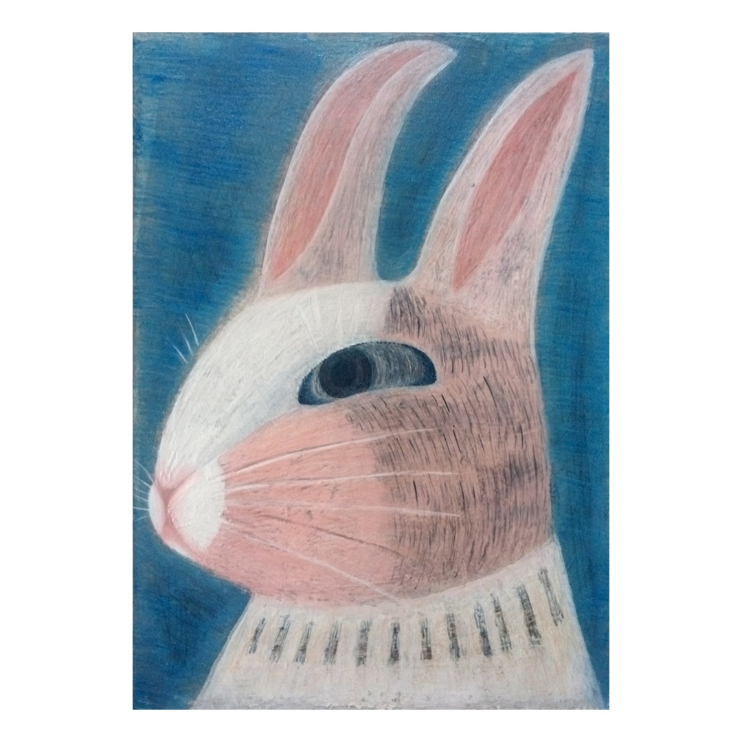 【 限定 1点 】うさぎ・ピンク 絵画 絵 アート アトリエ 飛