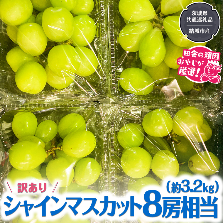 【 訳あり 】 シャインマスカット 8房相当（約3.2kg） 【2025