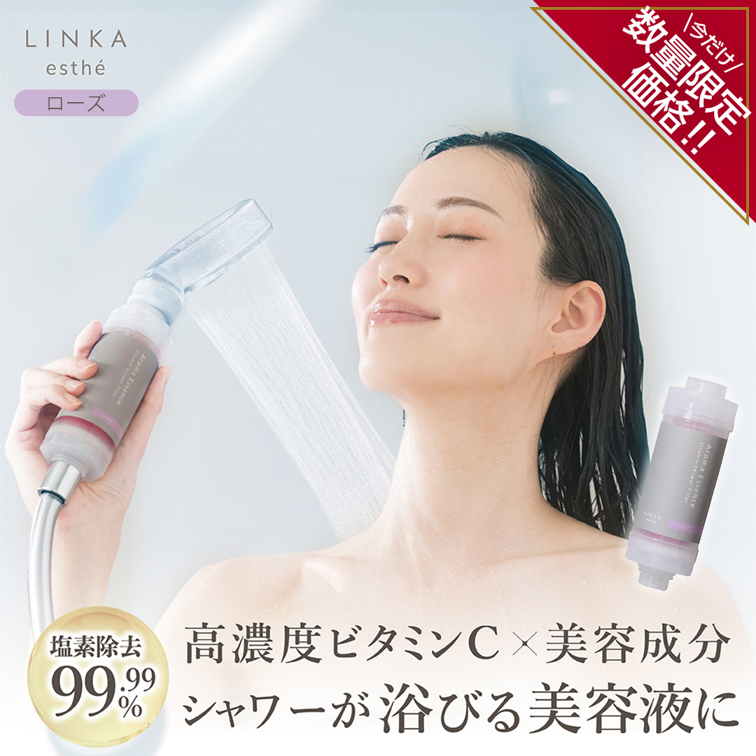 ＼ 数量限定価格! / LINKA esthe アロマエッセンス ビタミンシャワーフィルター(ローズ) リンカ LINKA 美容 美容機器 シャワー お風呂 美容液 シャワーヘッド バスタイム 浄水器 リラックス アロマ [EV23-NT]
