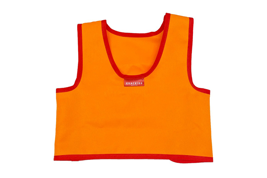 EVACKiDS 非常時用アレルギービブス Sサイズ 避難用 緊急 災害用 保育 防災用品 防炎 アレルゲン 識別 カード付 乳児 2歳未満 収納ポケット 74-BV