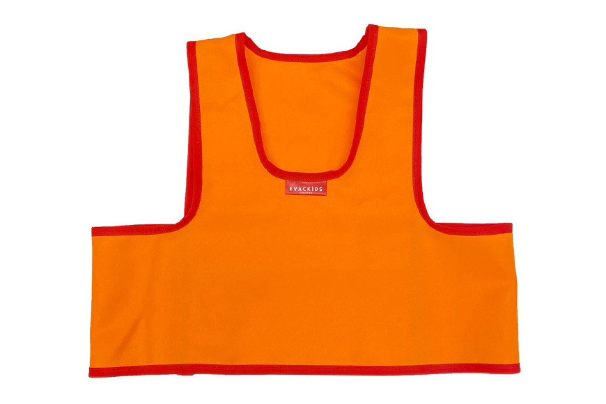 EVACKiDS 非常時用アレルギービブス Mサイズ 避難用 緊急 災害用 保育 防災用品 防炎 アレルゲン 識別 カード付 乳児 3歳以上 収納ポケット 74-BW