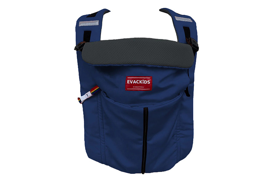 EVACKiDS 避難くん 新生児から使える避難用5WAYキャリー ネイビー 避難用 緊急 災害用 保育 防災用品 防炎 抱っこひも 新生児～3歳 リフレクター ホイッスル 74-CF