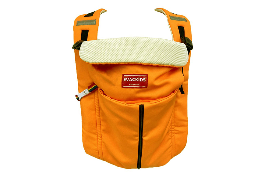 EVACKiDS 避難くん 新生児から使える避難用5WAYキャリー オレンジ 避難用 緊急 災害用 保育 防災用品 防炎 抱っこひも 新生児～3歳 リフレクター ホイッスル 74-CG