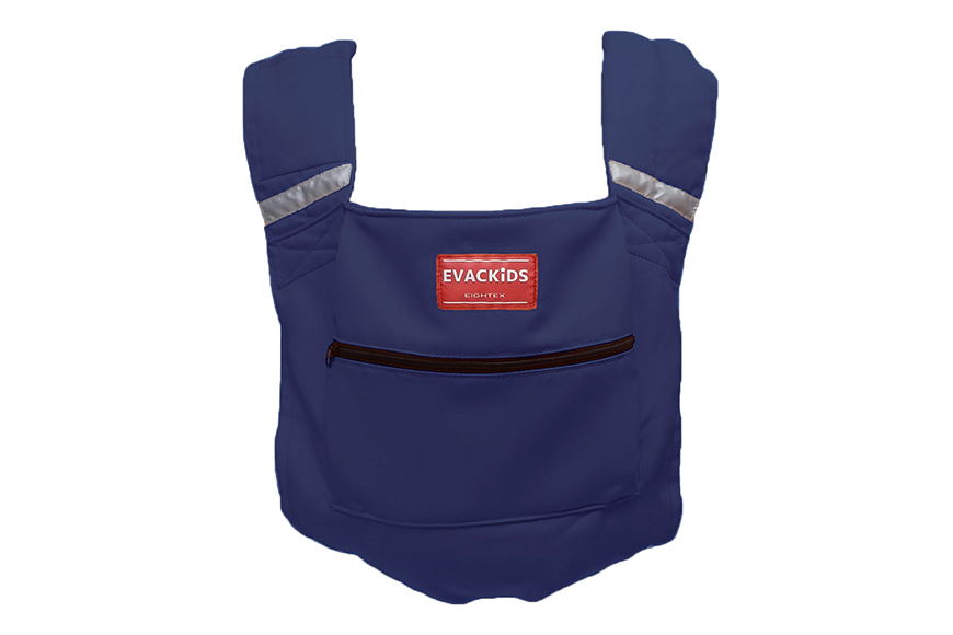 EVACKiDS 避難くん 避難用コンパクトキャリー ネイビー 避難用 緊急 災害用 保育 防災用品 防炎 抱っこ おんぶ 3歳まで リフレクター ホイッスル 74-CH