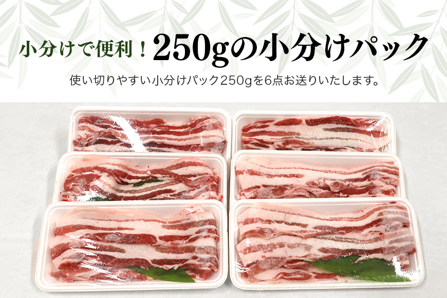 ブランド豚「ばんぶぅ」小分け 豚バラスライス 1.5kg(250g×6パック) 42-K