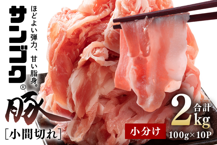 ブランド豚「サンゴク豚」 小間切れセット 2kg 小間切れ 細切れ こま切れ 豚こま 豚小間 豚小間肉 小分け 2-P