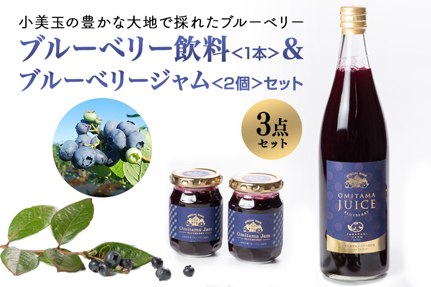 果汁50％ブルーベリー飲料1本＆ブルーべリ－ジャム2個セット 9-K