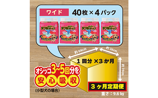 295【3ヶ月連続お届け】定期便 3回 消臭シート ダブルストップ ワイド 40枚×4袋 クリーンワン ペットシーツ 犬用 消臭 抗菌 炭シート ペットシート