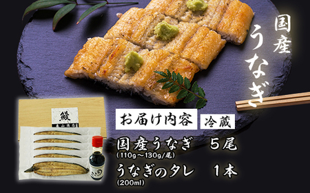 489 うなぎ 5尾入り 約550g 白焼き 蒲焼き 食べ比べ 国産 有頭うなぎ