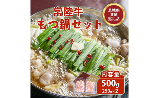 常陸牛 もつ鍋セット 500g 自家製スープ付き 4人前 牛もつ 720