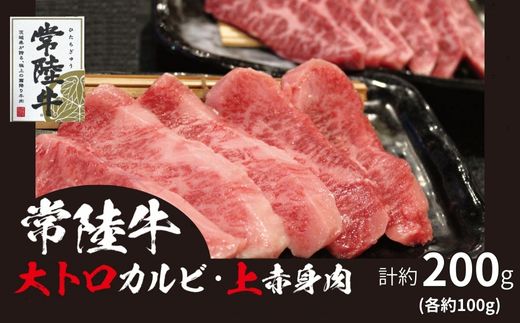 710 常陸牛 大トロカルビ 上赤身肉セット 約200g (各100g)【吉川商事】