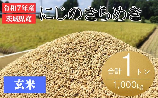 725 【令和7年産】茨城県産 玄米 にじのきらめき 1t 1000kg(30kg×34袋)【石崎商店】