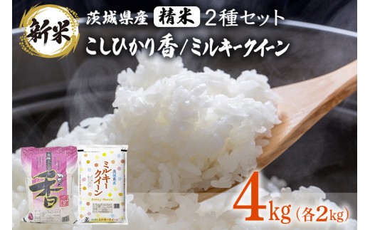 180【令和7年産】茨城県産 こしひかり香 ミルキークイーン セット 4kg(各2kg)【石崎商店】