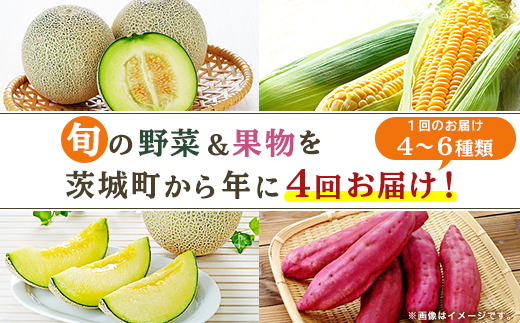 162 定期便 果物 フルーツ 野菜 茨城町 旬 年に4回 お届け お楽しみ メロン サツマイモ とうもろこし 等