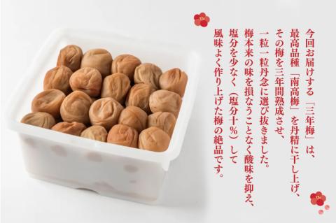 三年梅 1.2kg 南高梅 減塩 昔ながら 老舗 伝統 国産 大洗 大洗町 梅干し 梅干 梅 うめぼし うめ